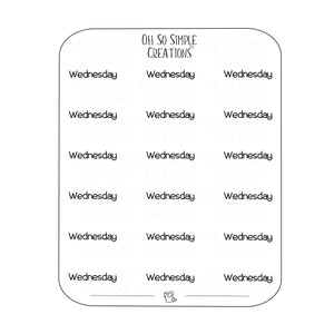 Wednesday Text Sticker Sheet