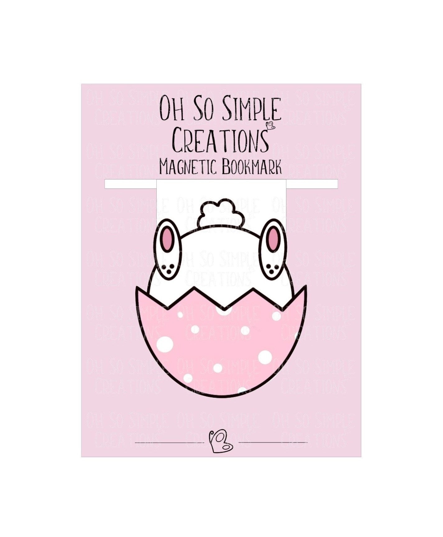 White and Pink Bunny Bum Magnetic Bookmark