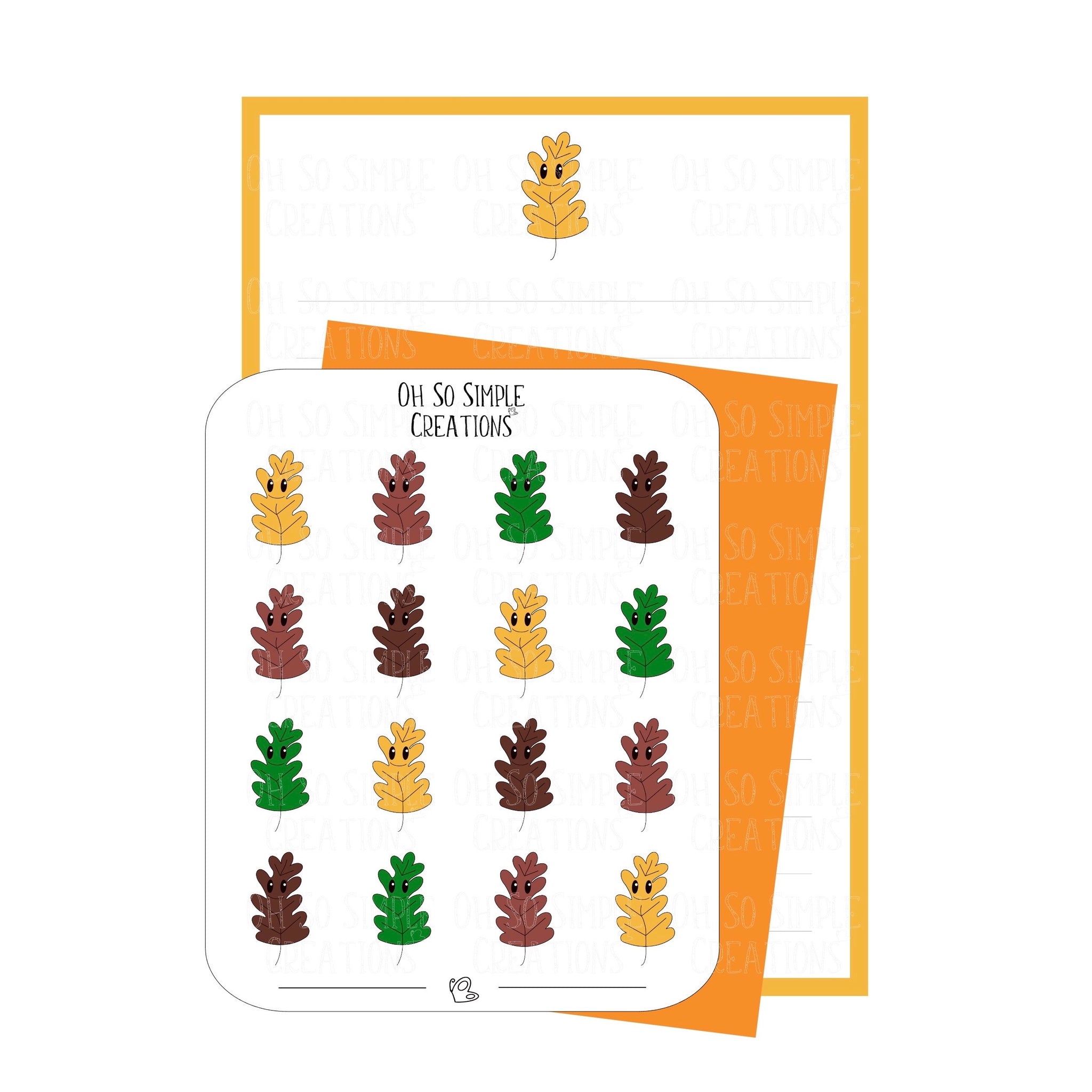 Yellow Oak Leaf Stationery Set