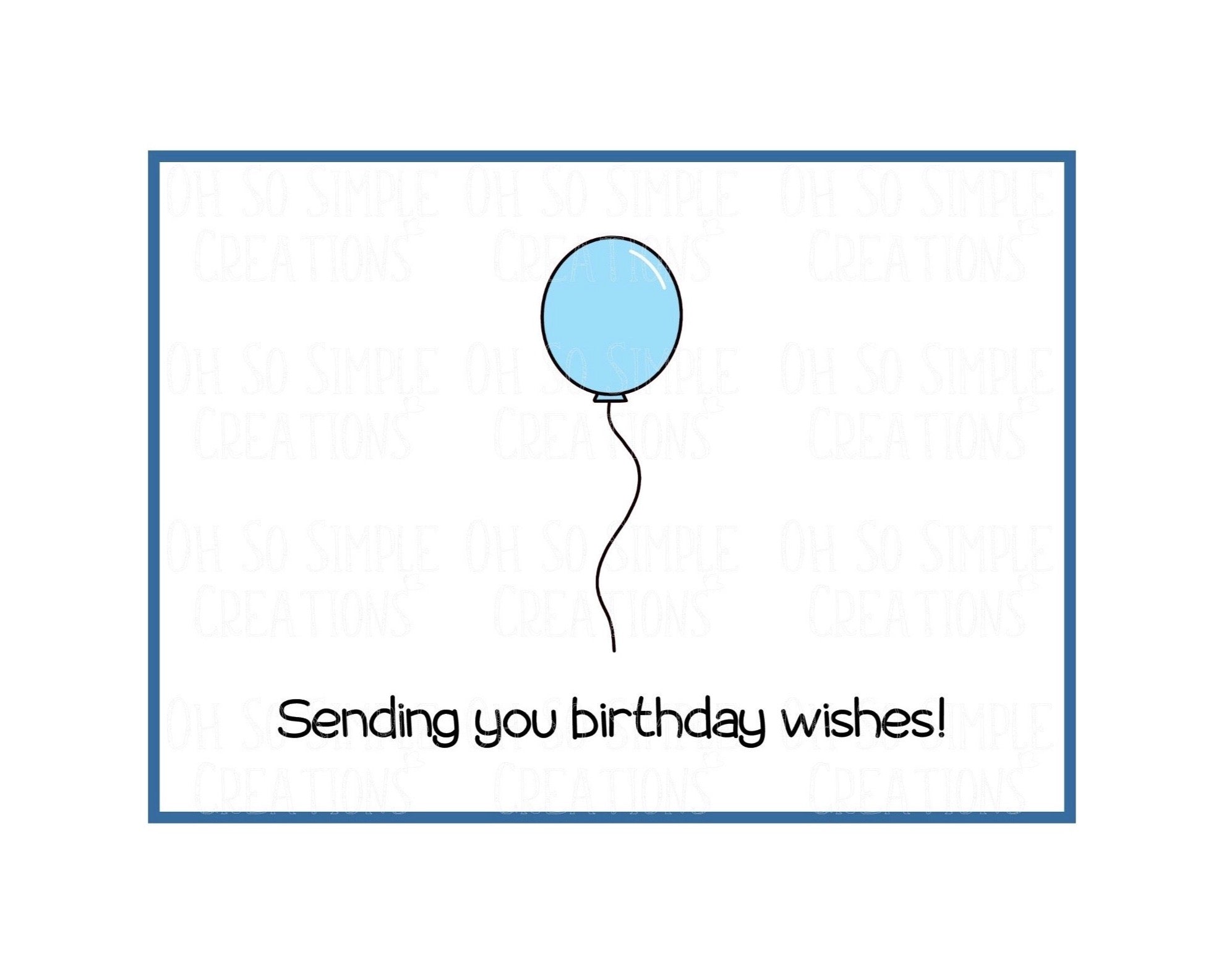 Birthday Wishes Balloon (Blue) Mini Greeting Card