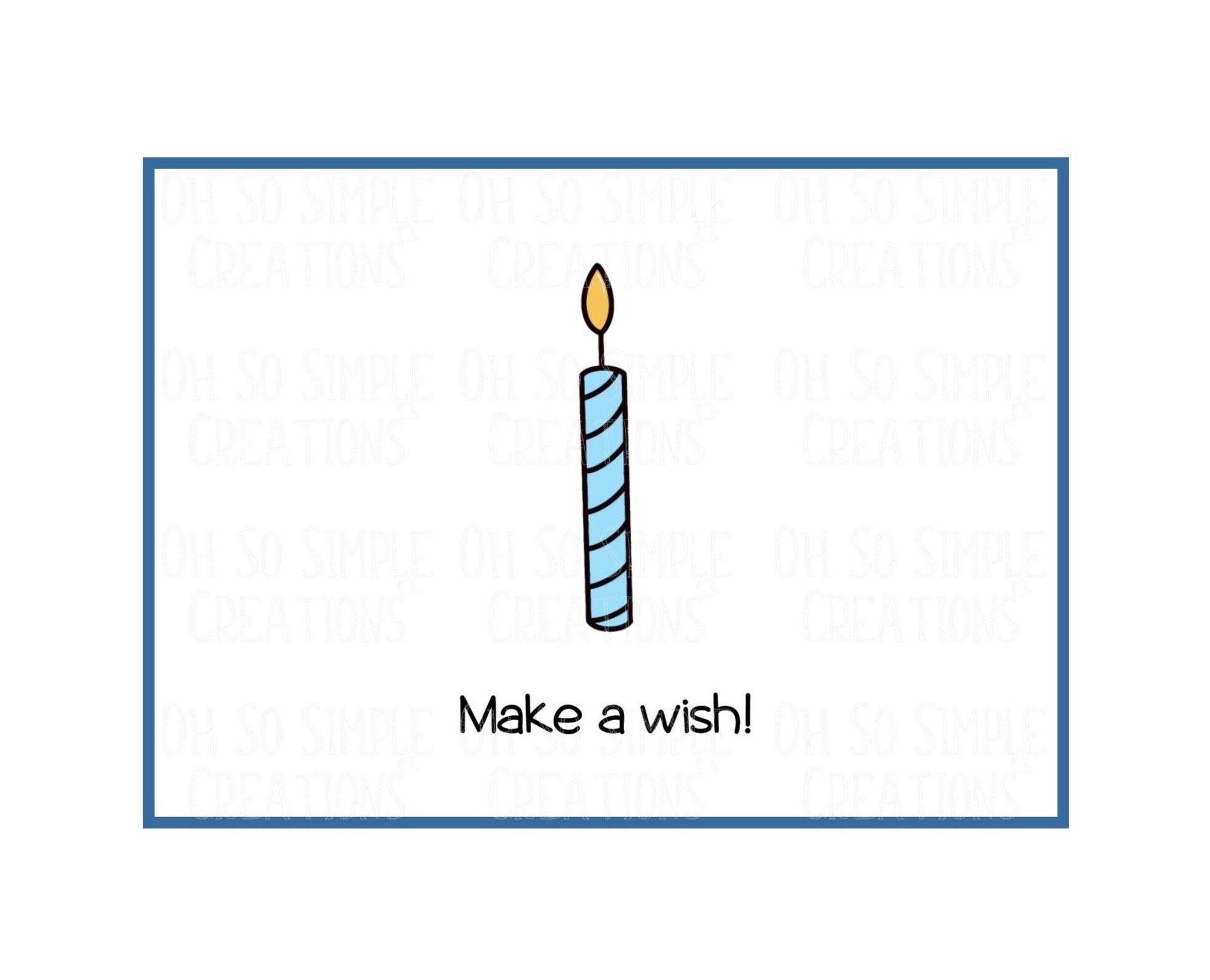 Wish Candle (Blue) Mini Greeting Card