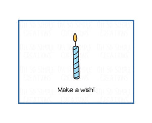 Wish Candle (Blue) Mini Greeting Card