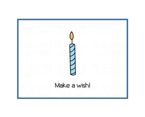 Wish Candle (Blue) Mini Greeting Card