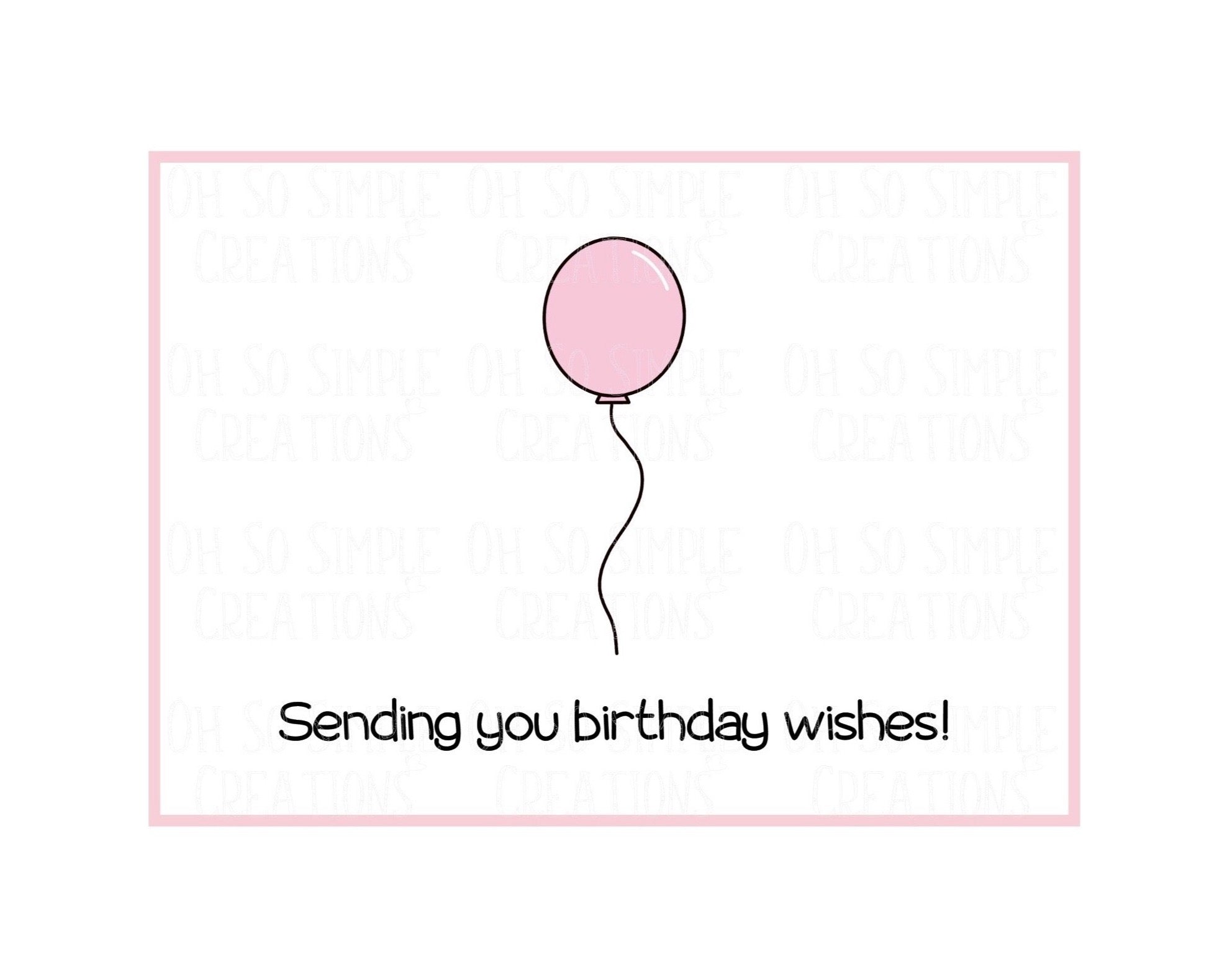 Birthday Wishes Balloon (Pink) Mini Greeting Card
