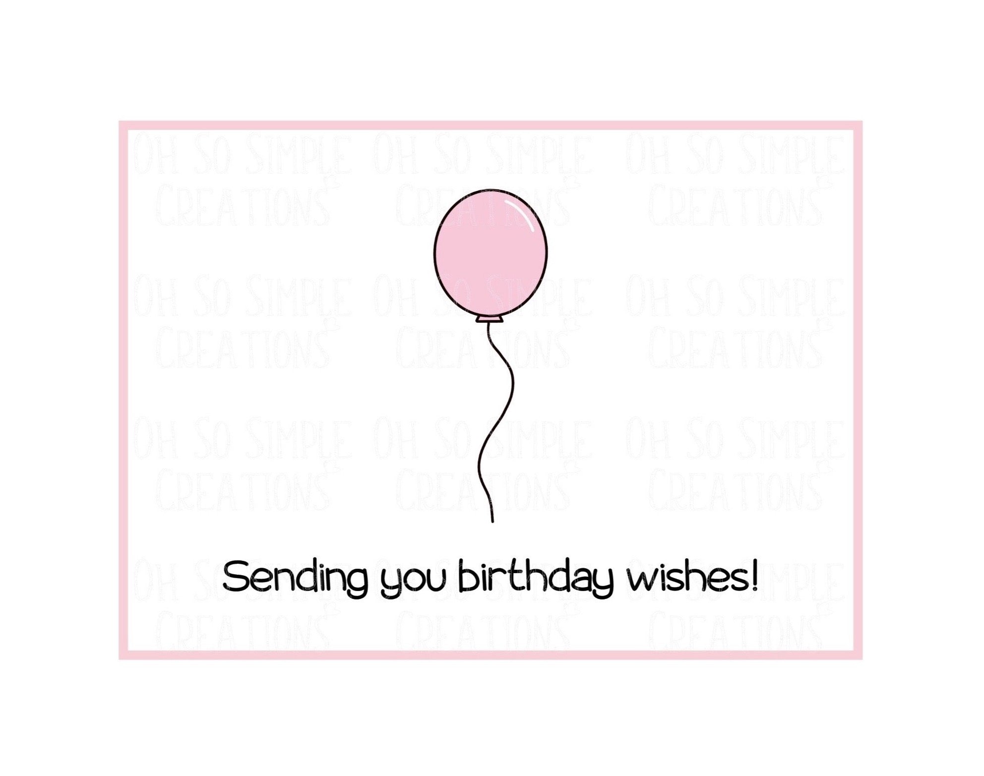 Birthday Wishes Balloon (Pink) Mini Greeting Card