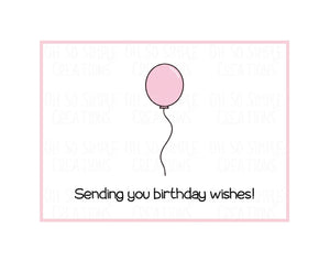Birthday Wishes Balloon (Pink) Mini Greeting Card