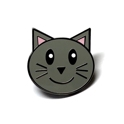 Dark Grey Cat Enamel Pin