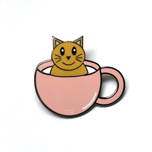 Orange Cat Teacup Enamel Pin