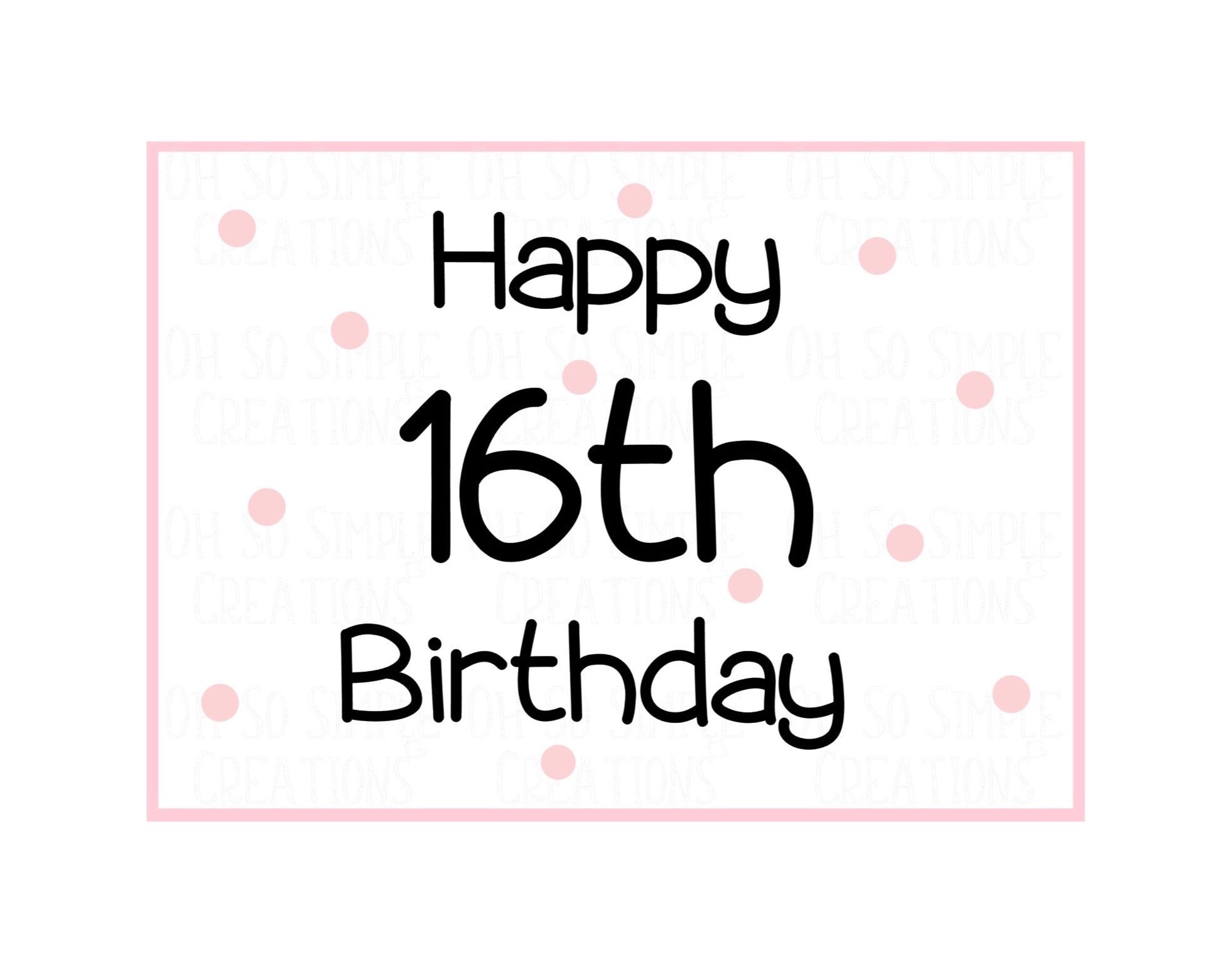 Happy 16th Birthday (Pink Polka Dots) Mini Greeting Card