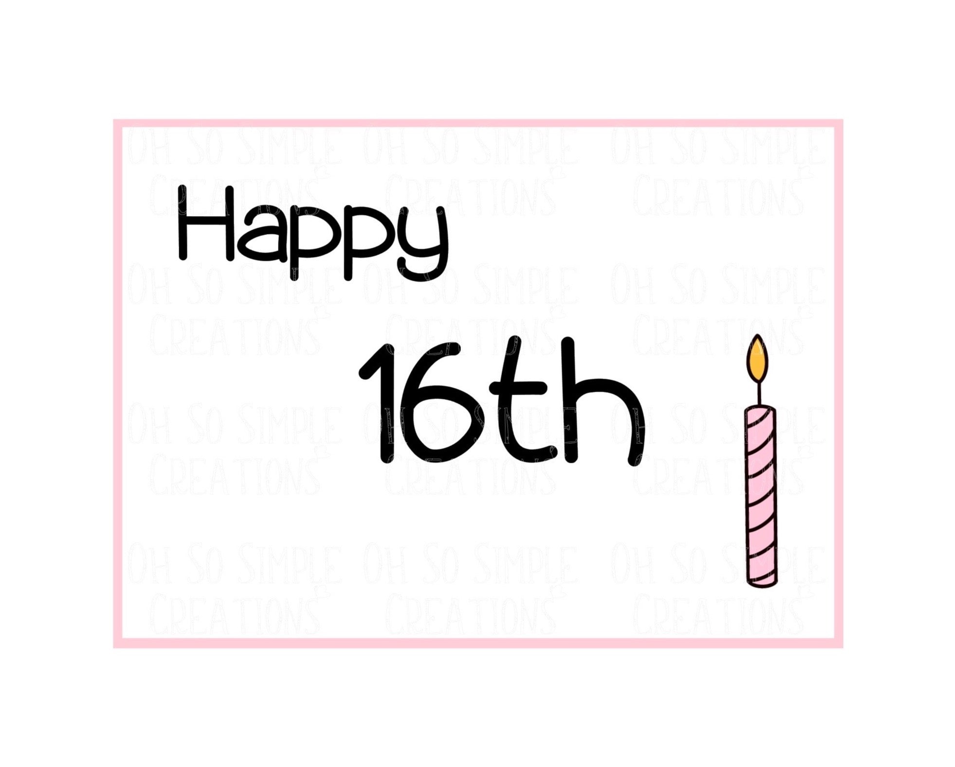 Happy 16th Birthday Candle (Pink) Mini Greeting Card