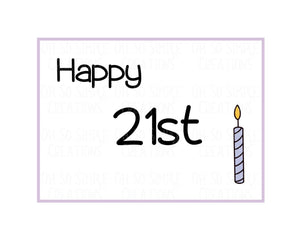 Happy 21st Birthday Candle (Purple) Mini Greeting Card