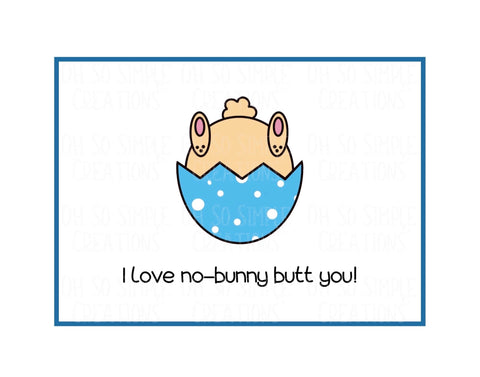 No-Bunny Butt You (Blue) Mini Greeting Card