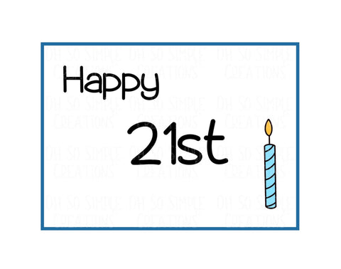 Happy 21st Birthday Candle (Blue) Mini Greeting Card