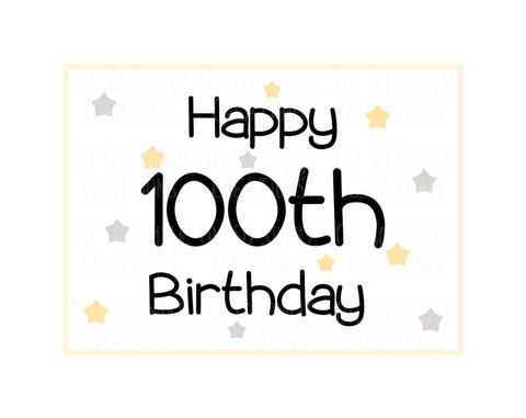 Happy 100th Birthday (Gold and Silver Stars) Mini Greeting Card