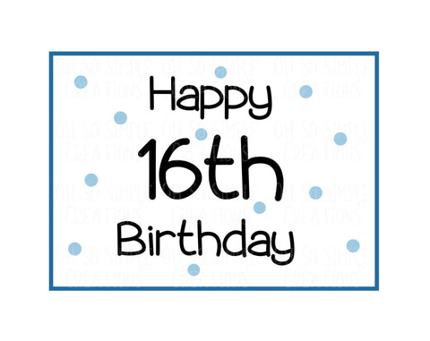 Happy 16th Birthday (Blue Polka Dots) Mini Greeting Card
