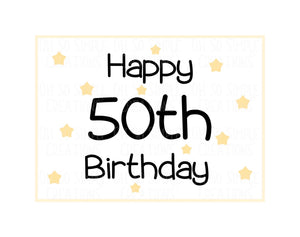 Happy 50th Birthday (Gold Stars) Mini Greeting Card