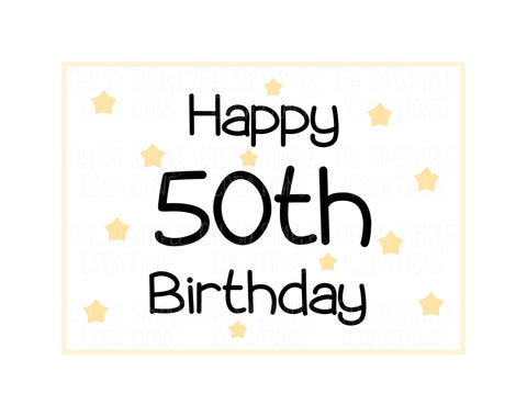 Happy 50th Birthday (Gold Stars) Mini Greeting Card